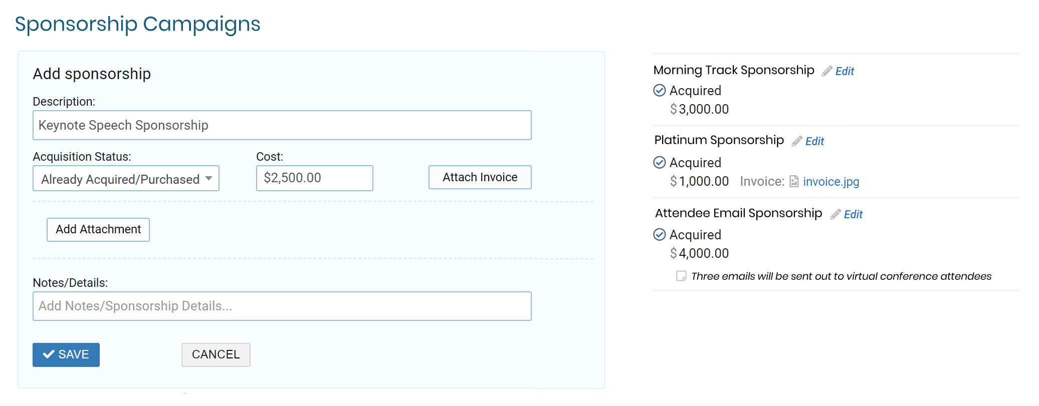 Track and Manage Sponsorships Campaigns for Virtual Events